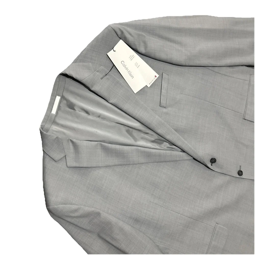 Calvin Klein X Slim Fit Wool Blend Blazer Light Gray Big & Tall Mens 58 Long NWT